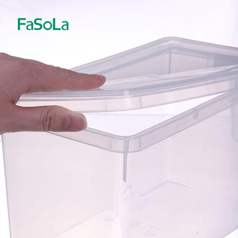 Refrigerator portable food storage box with handle, grain storage box, kitchen plastic food storage box with lid Item Picture