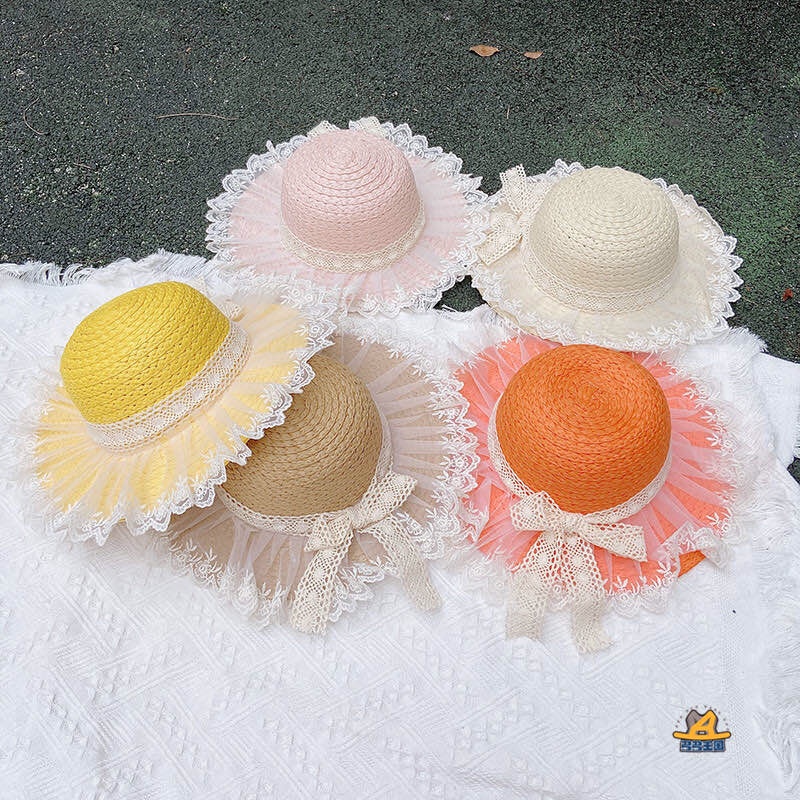 Large Lace Straw Hat For Children