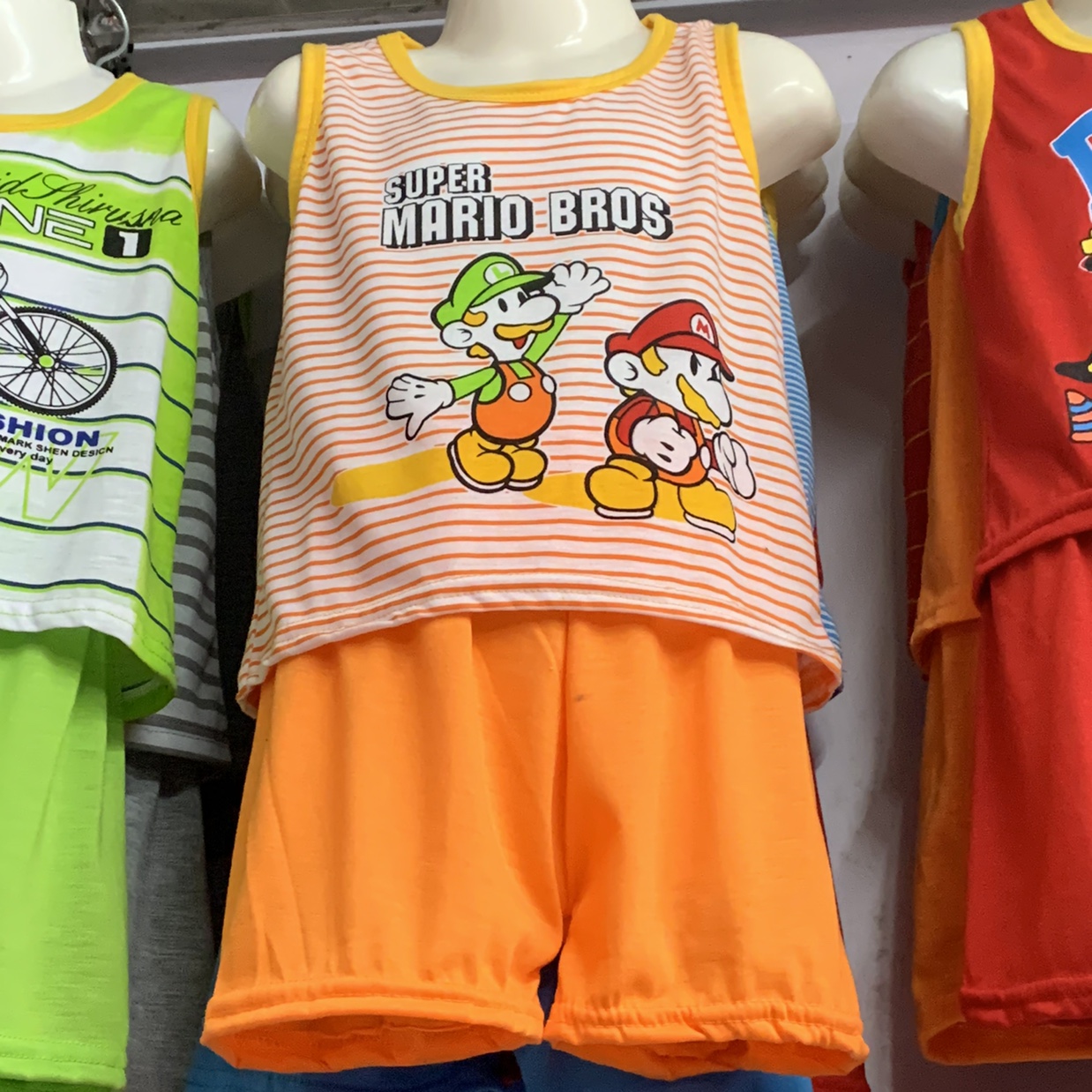 超级马里奥条纹 无袖套装