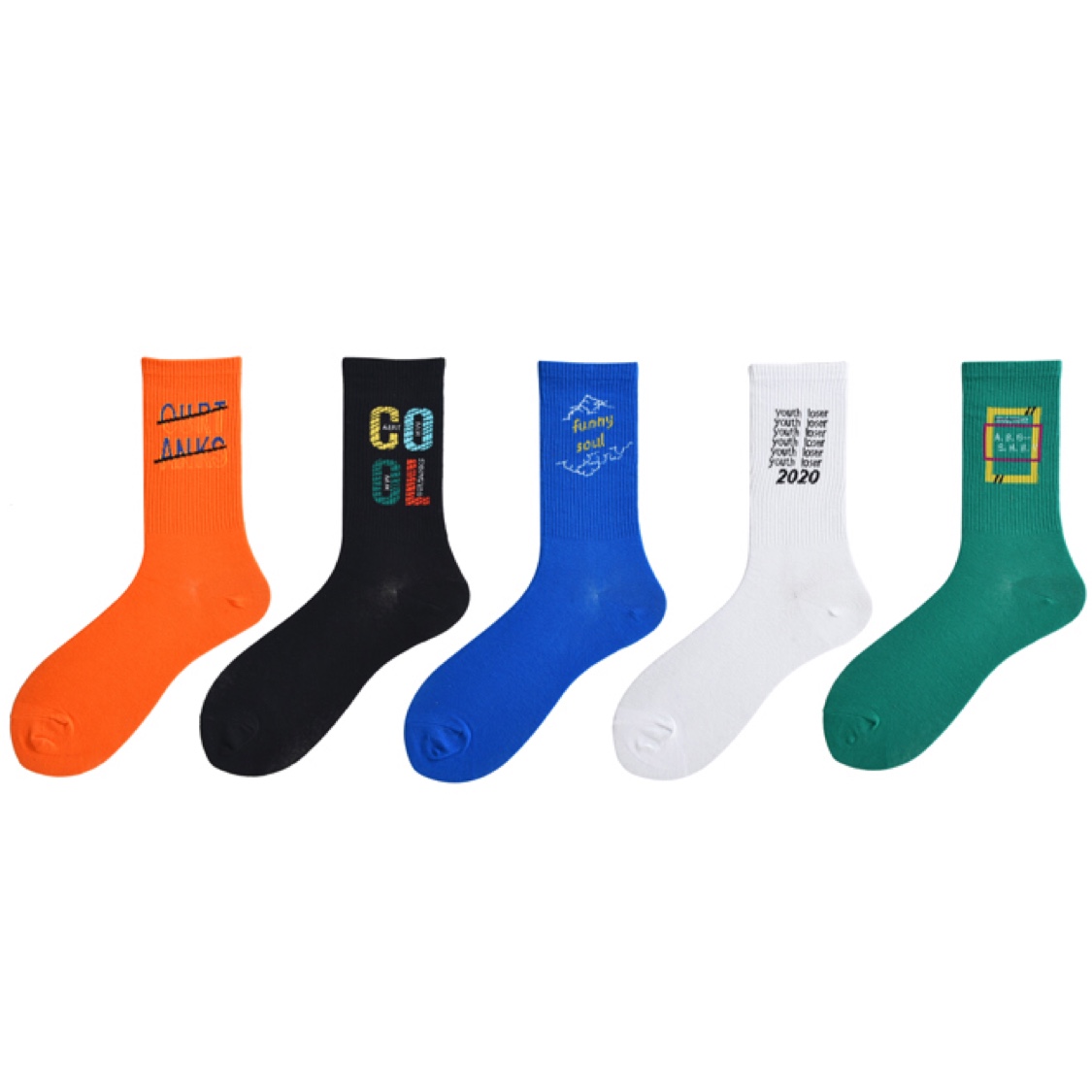 MOXIAO's new original English letter creative women's mid-calf socks undefined