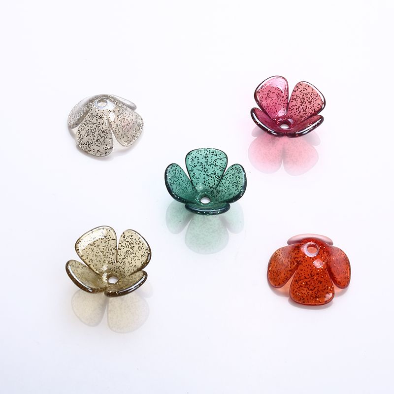 葱粉白彩四瓣花底托18MM