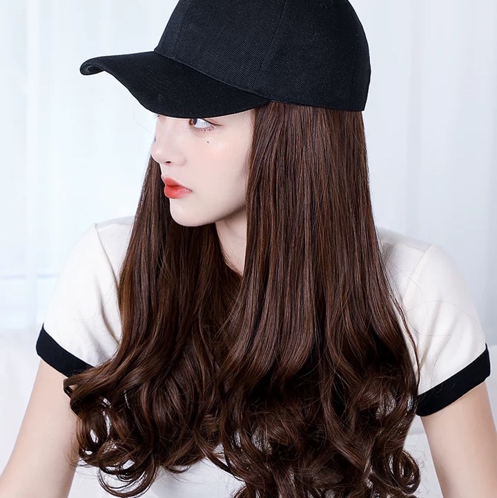Baseball wigs and caps are in vogue
