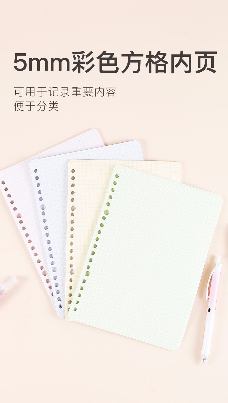 KOKUYO/ Guoyu Campus Color loose-leaf Paper A5/30 pages 5mm grid WCN-CLL3314 detail image 4