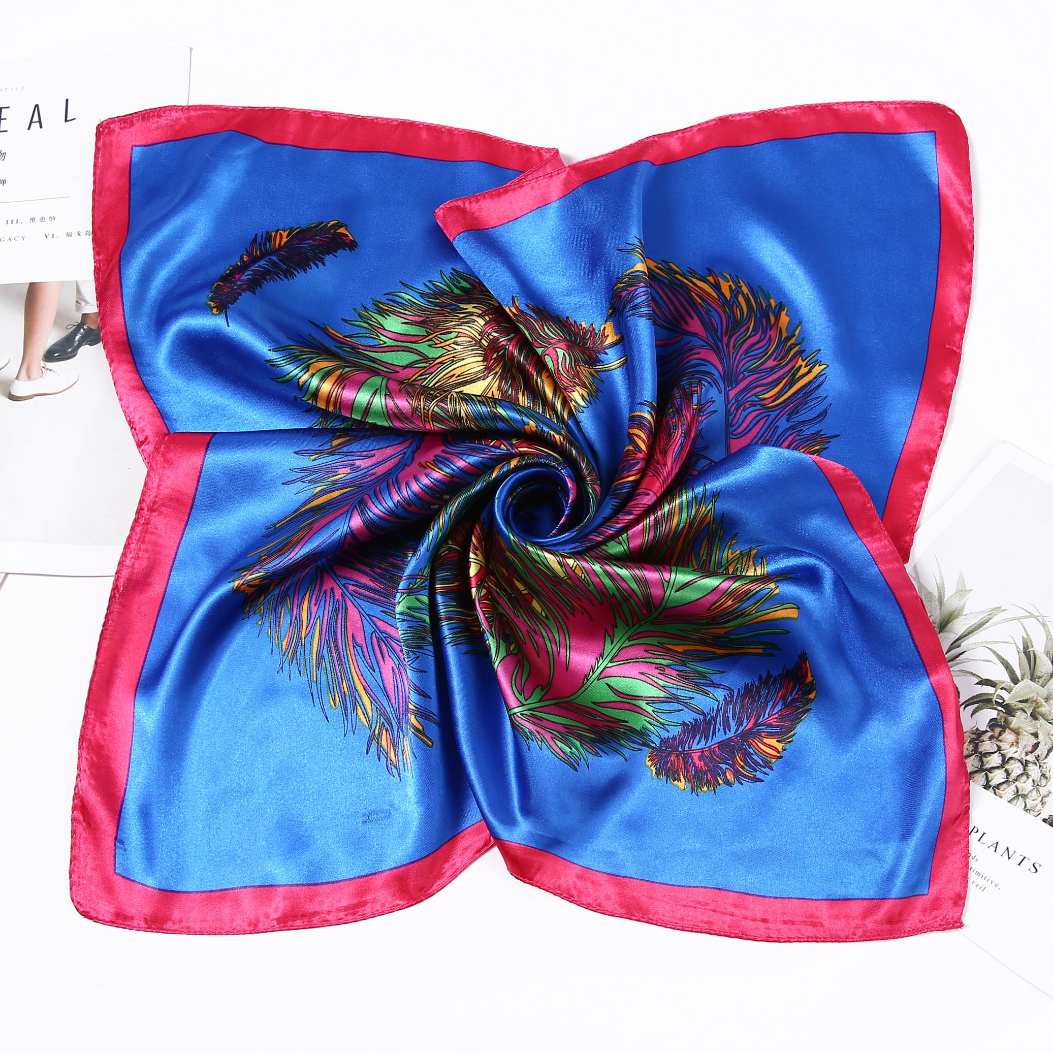 Yiwu Selection 60*60 square scarf thin versatile small square scarf women's version of simple temperament printed silk scarf thumbnail