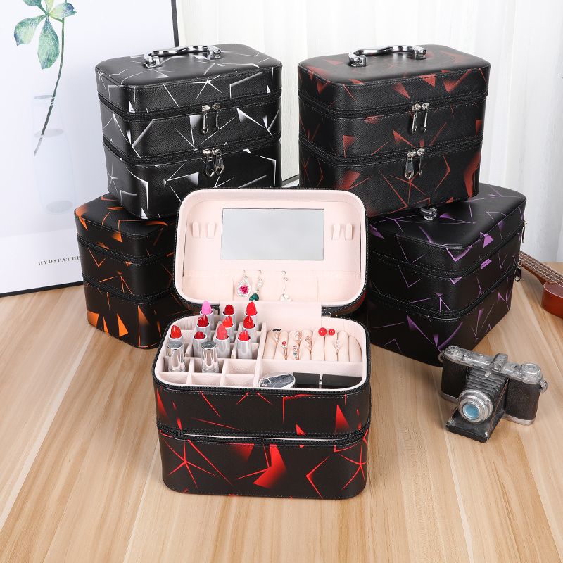 2020新款手提化妆箱 化妆美容美甲工具箱 饰品戒指耳环收纳箱