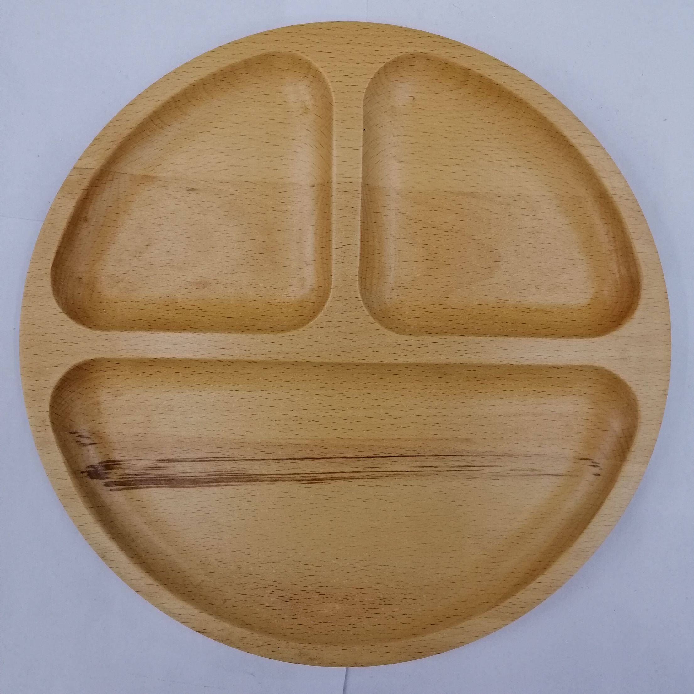 Bamboo dark three-grid round bowl bamboo fruit bowl nut bowl Nordic household environmental protection