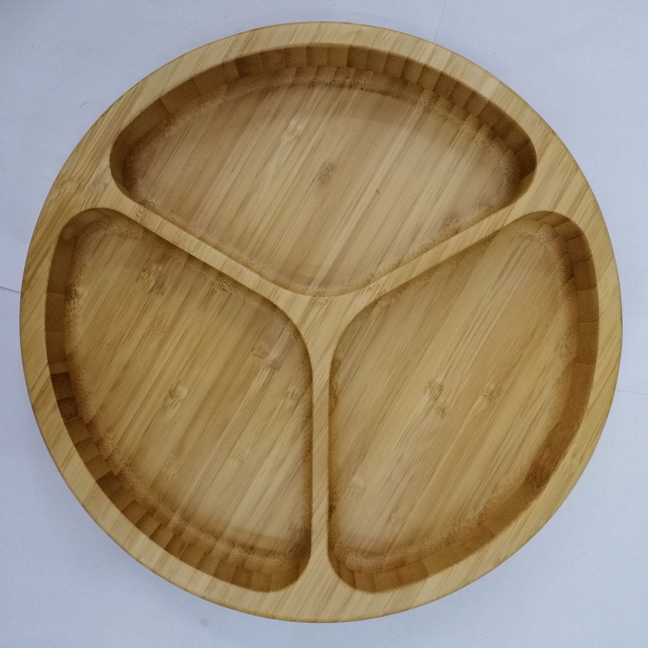 Bamboo round three-grid bowl bamboo fruit bowl nut bowl Nordic household environmental protection