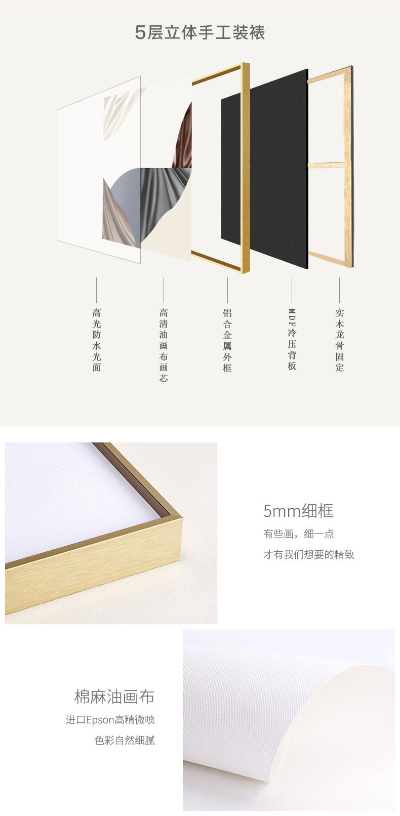 Hong Kong-style light luxury wall paintings, modern and simple living room geometric abstract decorative paintings, large-sized entrance paintings, model room murals detail image 13