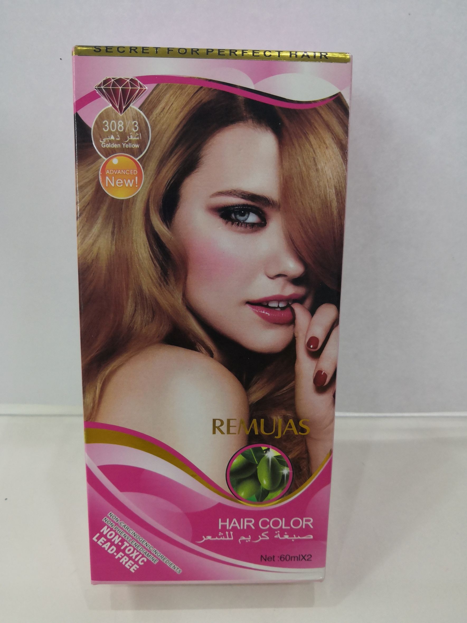 60ml*2 powder compact REMUJAS Hair dye Cream Golden Yellow308/3 thumbnail