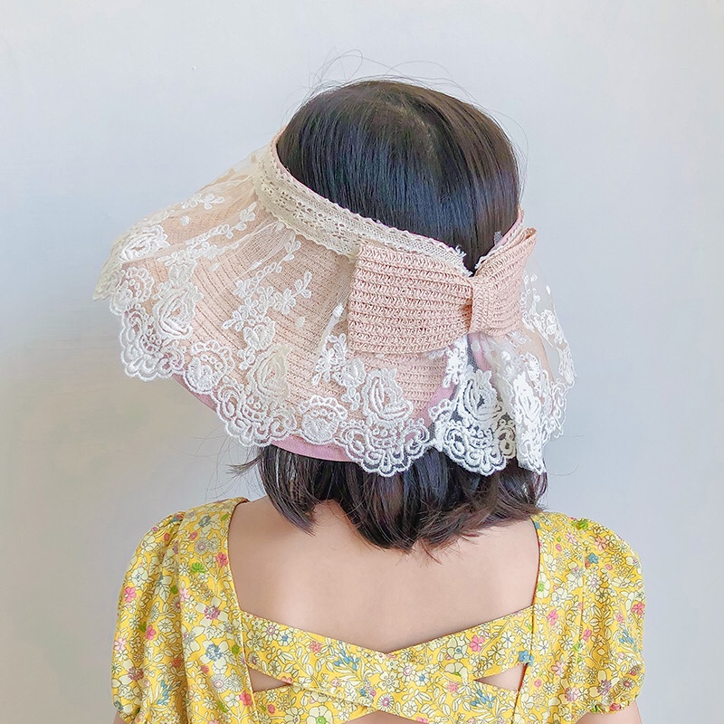 Lace Straw Hat For Children With Empty Top