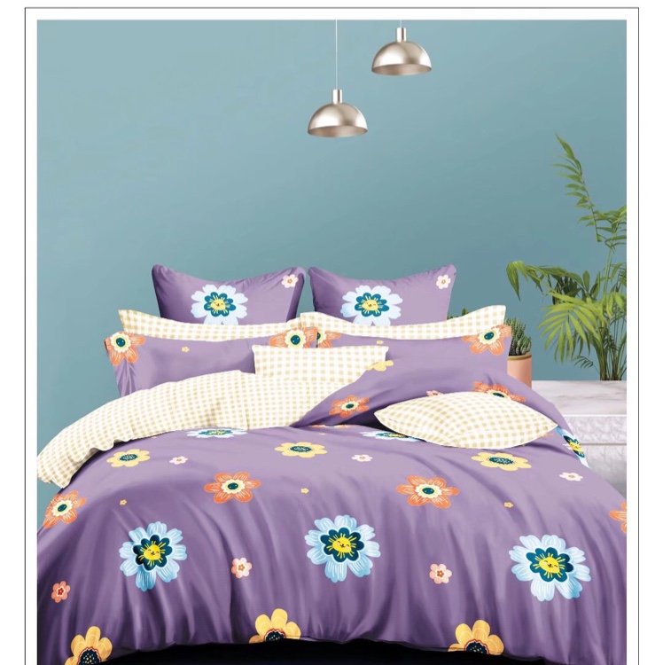 Classic four-piece set of silk and cotton bedding, quilt cover, home textile quilt cover details Picture