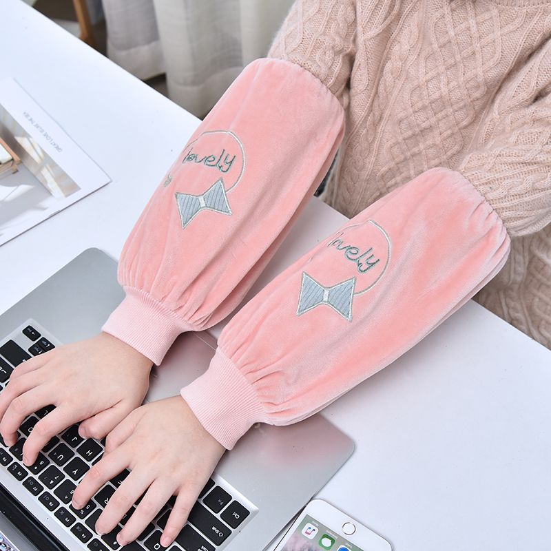 洁优美时尚钻石绒袖套 蝴蝶结款1017图