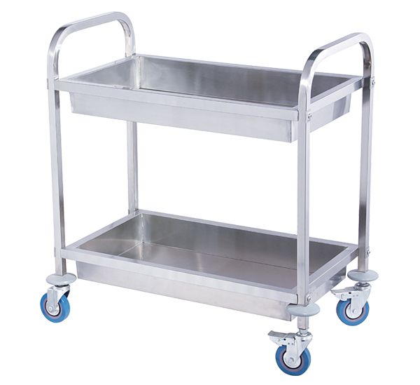 850*450*900 stainless steel two-layer dining cart, thickened small trolley, food collection cart, bowl collection cart, double-layer restaurant detail image 1
