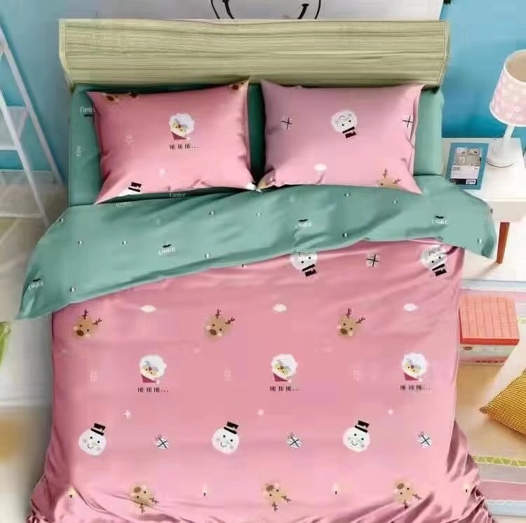 Four pieces of cartoon printed ecological cotton bedding, bed sheets and quilt covers. Four pieces of bedding, bed sheets and quilt covers details Picture