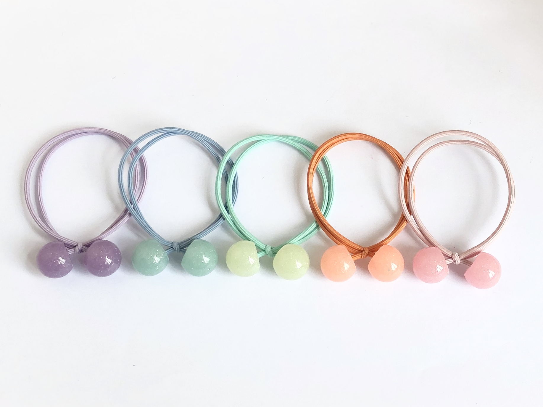Double-layer knotted rubber band with fine flashing beads detail image 1
