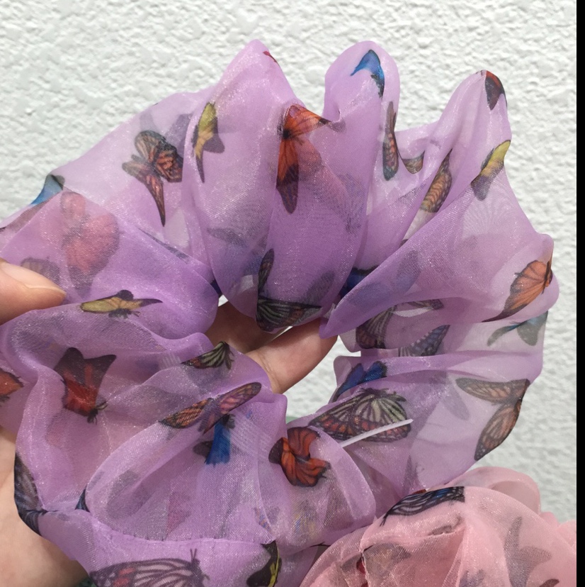 New oversize Organza printed butterfly large intestine hair ring headdress thumbnail