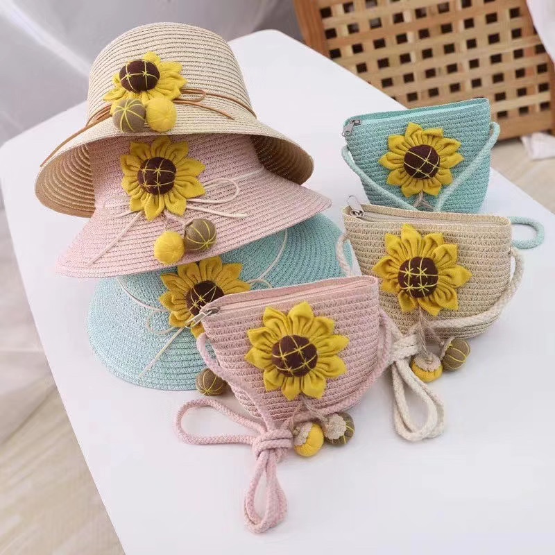 Children's girl to Japan Kwai Korean version of the fashion straw hat suit