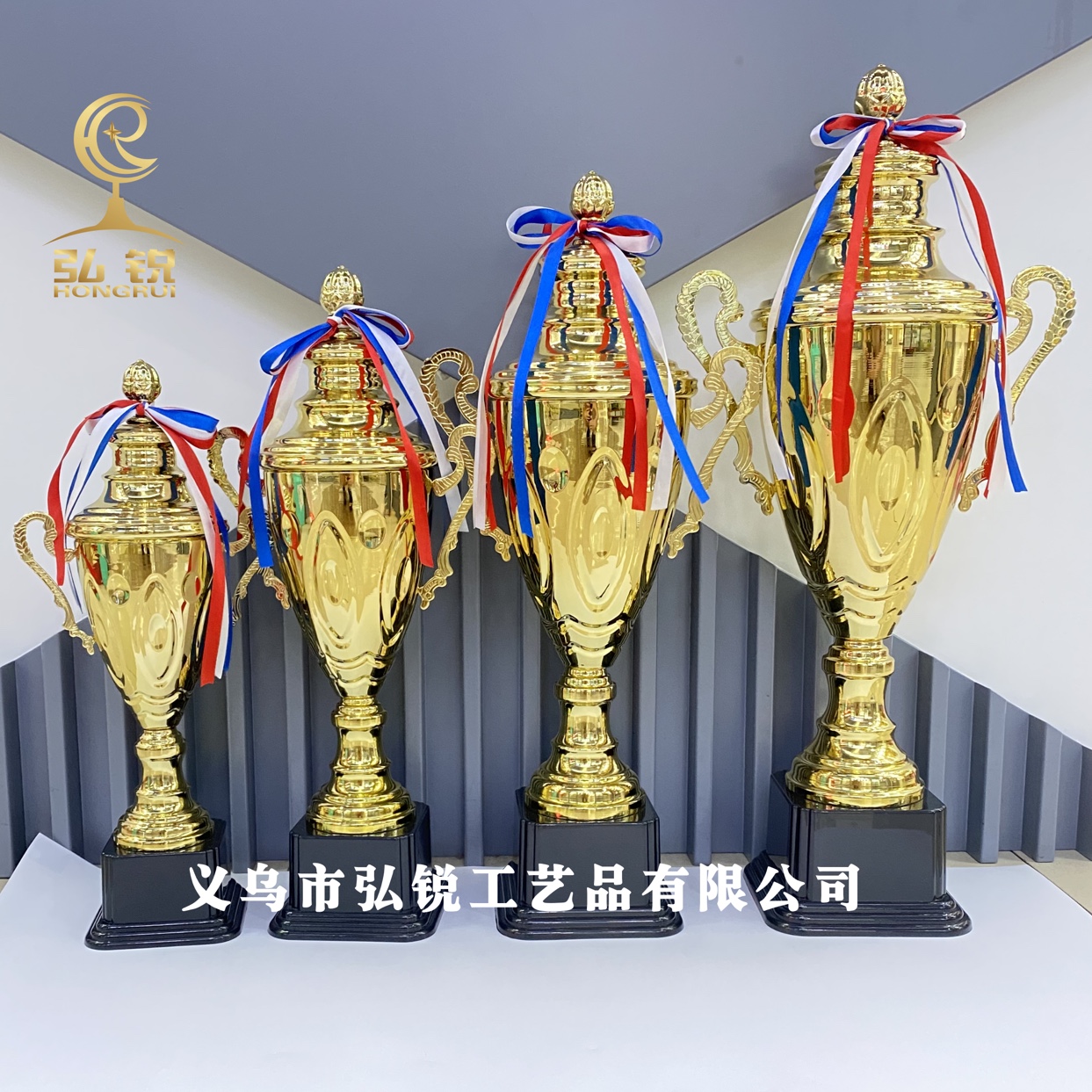 The new HR1903D metal trophy and medal, measuring 10*40CM, can be creatively customized for awarding in various sports events Specification image