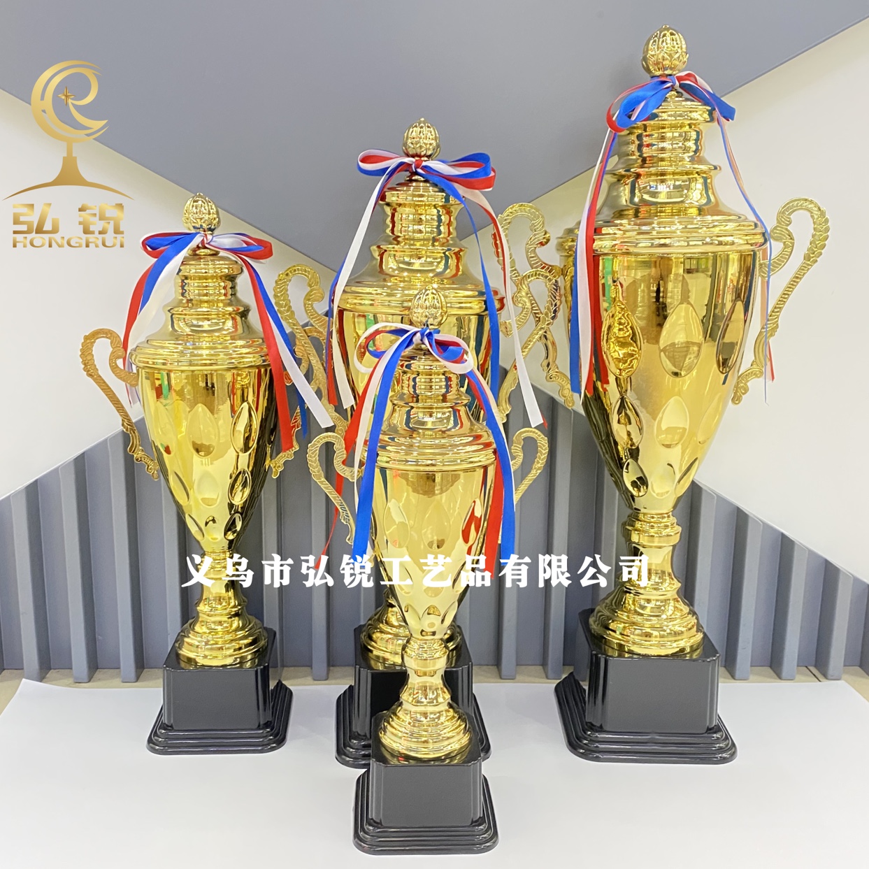 HR1902D metal trophy and medal, new model trophy, 10*40CM, competition reward, company award, customizable logo Specification image
