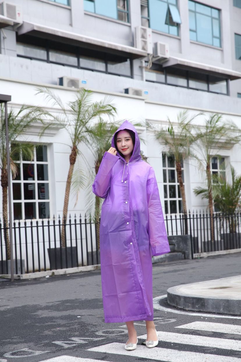 义乌厂家直销 EVA糖果色成人防水雨衣雨披产品图