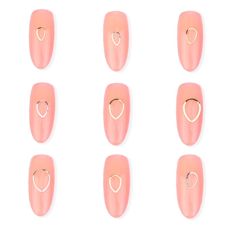 日系美甲镂空铆钉日本几何超薄金属框贴片圈圈弧度合金指甲小饰品