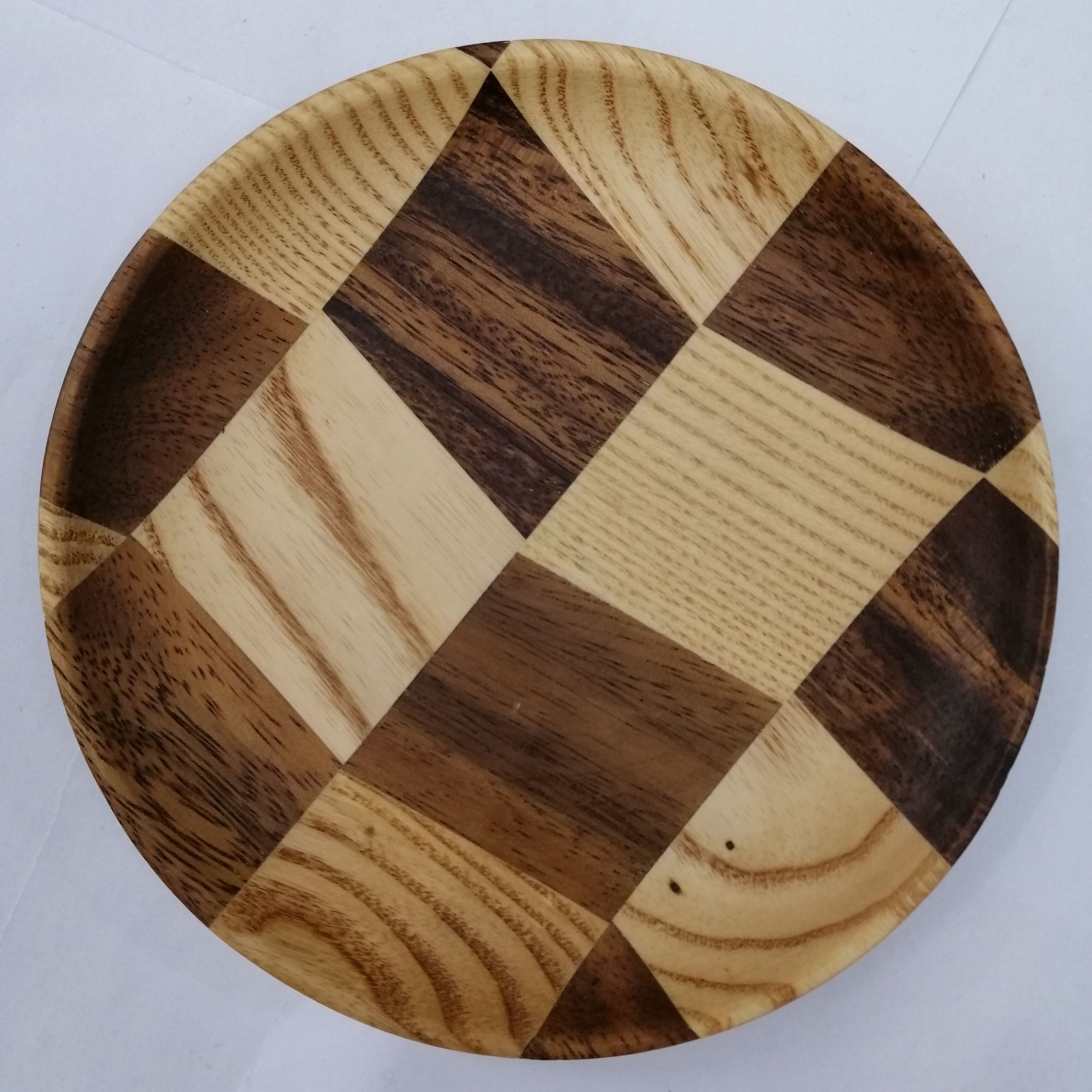 Bamboo dark grid round bowl bamboo fruit bowl nut bowl Nordic household environmental protection