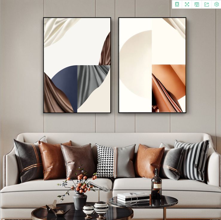 Hong Kong-style light luxury wall paintings, modern and simple living room geometric abstract decorative paintings, large-sized entrance paintings, model room murals Application Scenario