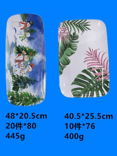 密胺餐具 密胺库存现货 密胺长方贴花托盘 大量现货库存