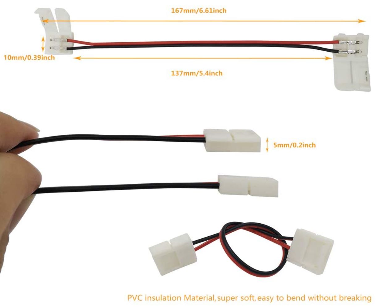 2 Pin 10mm Wide LED Light Strip Connectors
