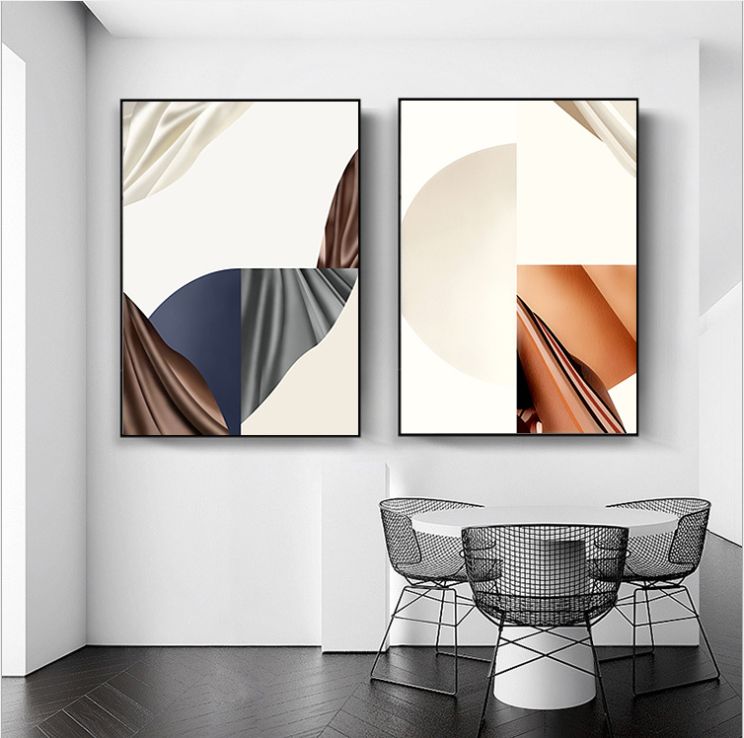 Hong Kong-style light luxury wall paintings, modern and simple living room geometric abstract decorative paintings, large-sized entrance paintings, model room murals detail image 10