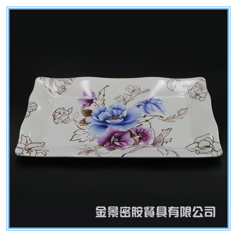 花边四方托盘密胺塑料水杯托盘水果盘KTV茶水果盘