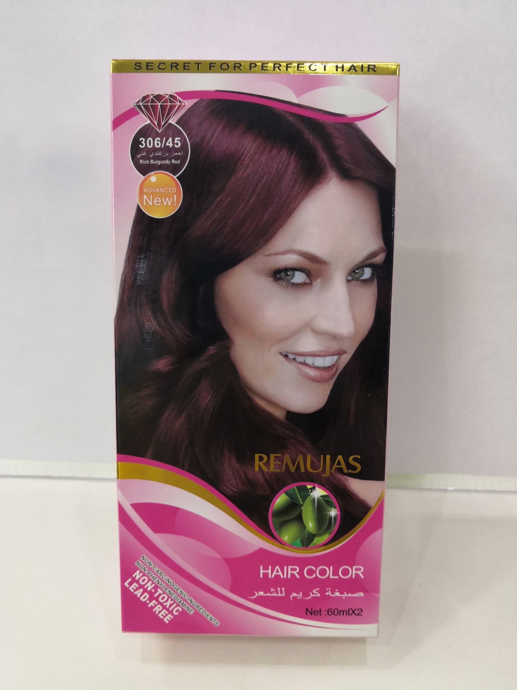 60Ml*2 Powder Compact Remujas Hair Color Cream Rich Burgundy Red306/45