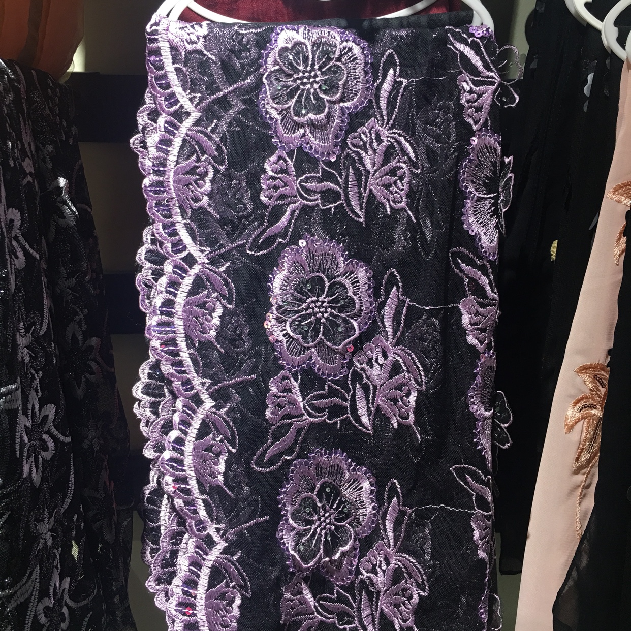 Mesh embroidery sequin sequin embroidery casual scarf shawl Sequin chiffon cotton long scarf Square scarf