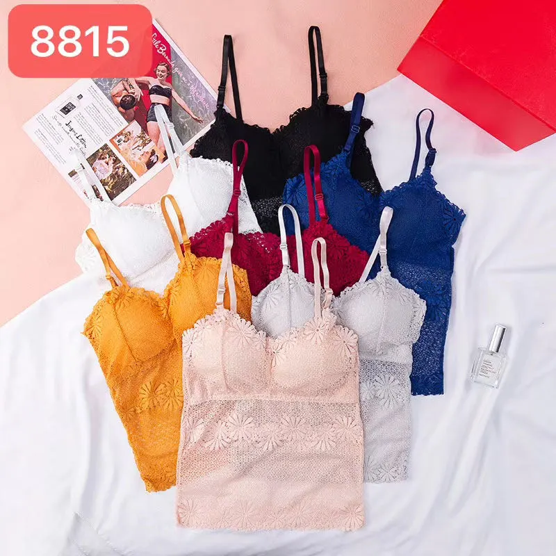 Lace one-piece cup extended vest bra detail image 2