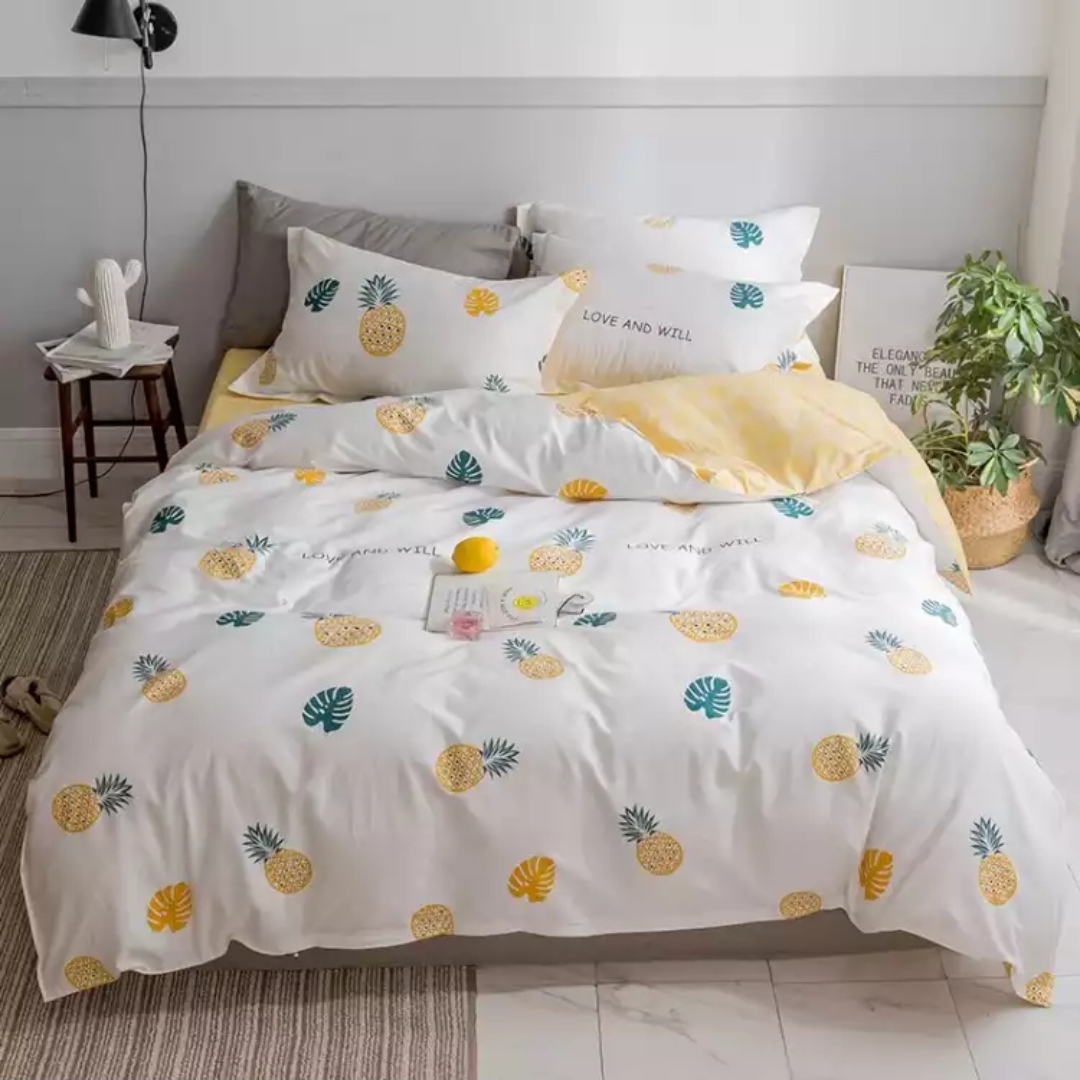Washable cotton four-piece set pure cotton Japanese style pure color simple hotel supplies pure cottquilt cover bed sheet pillowcase F orange thumbnail