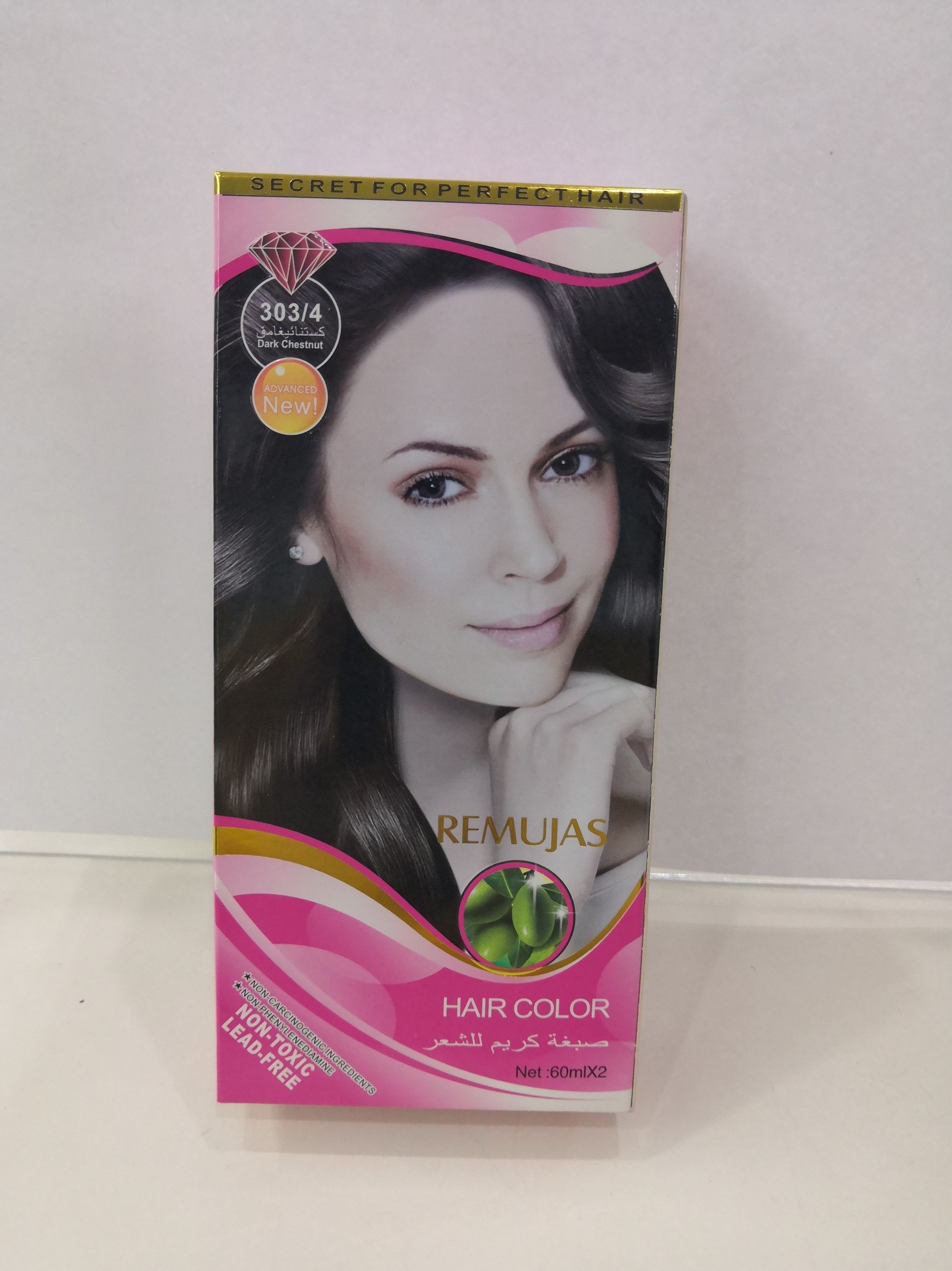 60Ml*2 Powder Compact Remujas Hair Colour Cream Dark Chestnut303/4