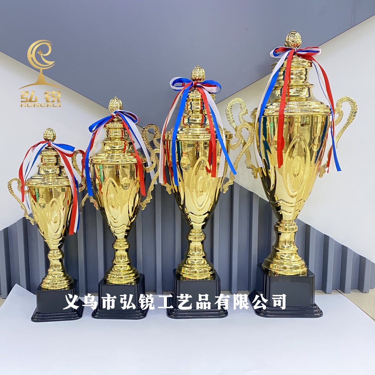HR1903C metal trophy and medal, new model trophy 12*46CM, competition trophy, annual meeting customizable logo Specification image