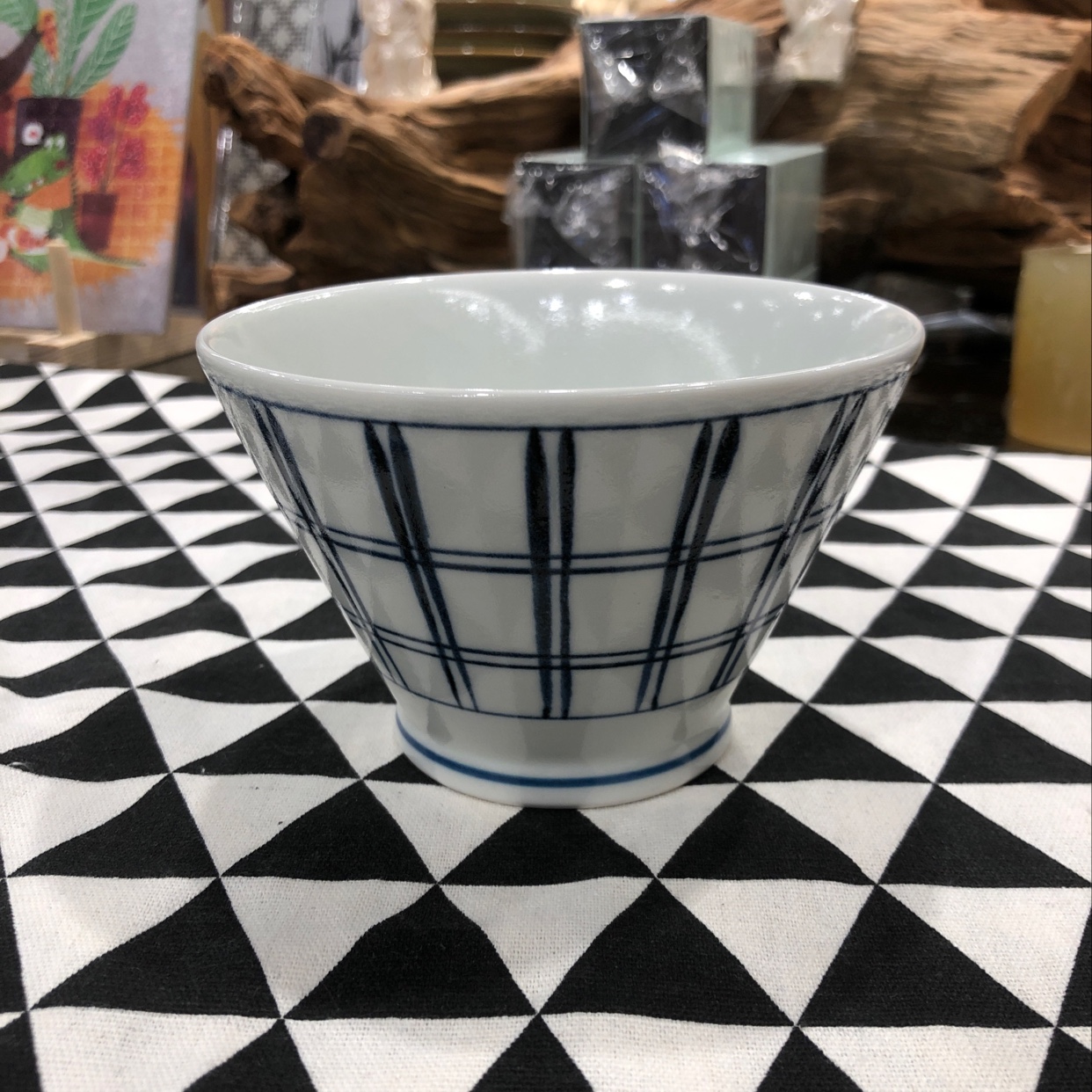 Japanese imported Hozumi Kura bowl with checkered pattern