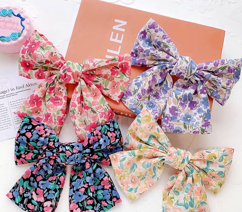 Hot style web celebrity floral bow steel clip hair ornament thumbnail