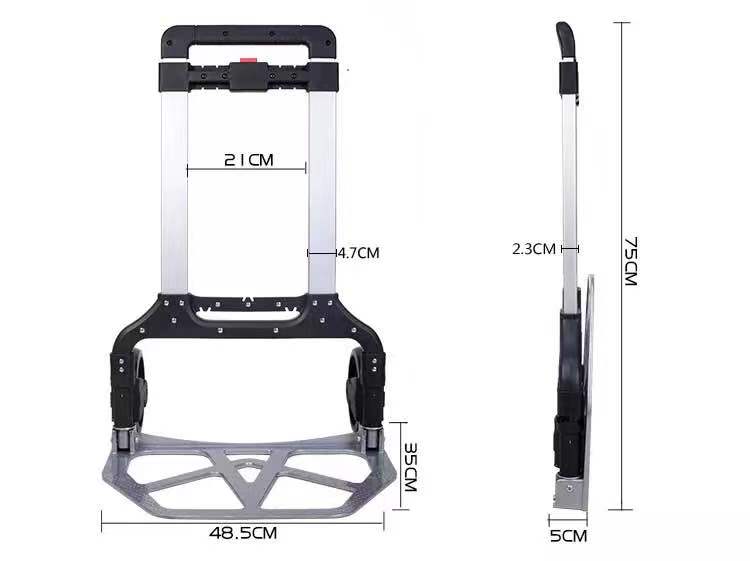Large-sized aluminum luggage cart, square tube luggage cart, handcart, shopping cart details Picture