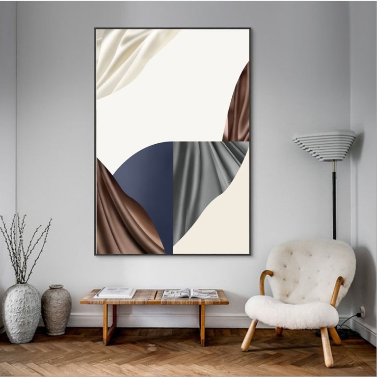Hong Kong-style light luxury wall paintings, modern and simple living room geometric abstract decorative paintings, large-sized entrance paintings, model room murals Specification image