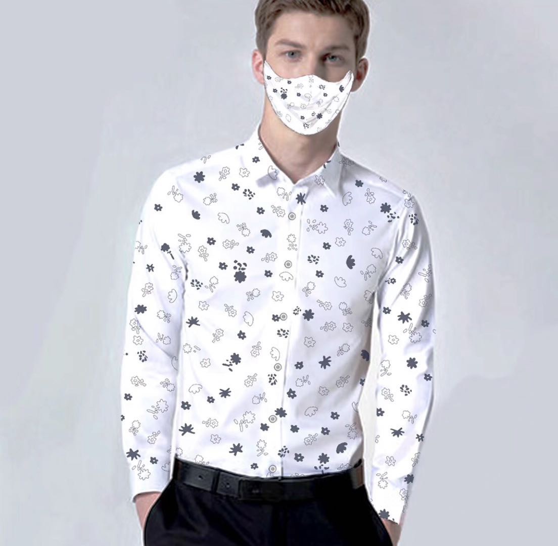 春季印花衬衫男短袖纯棉薄款针织衬衣休闲韩版碎花