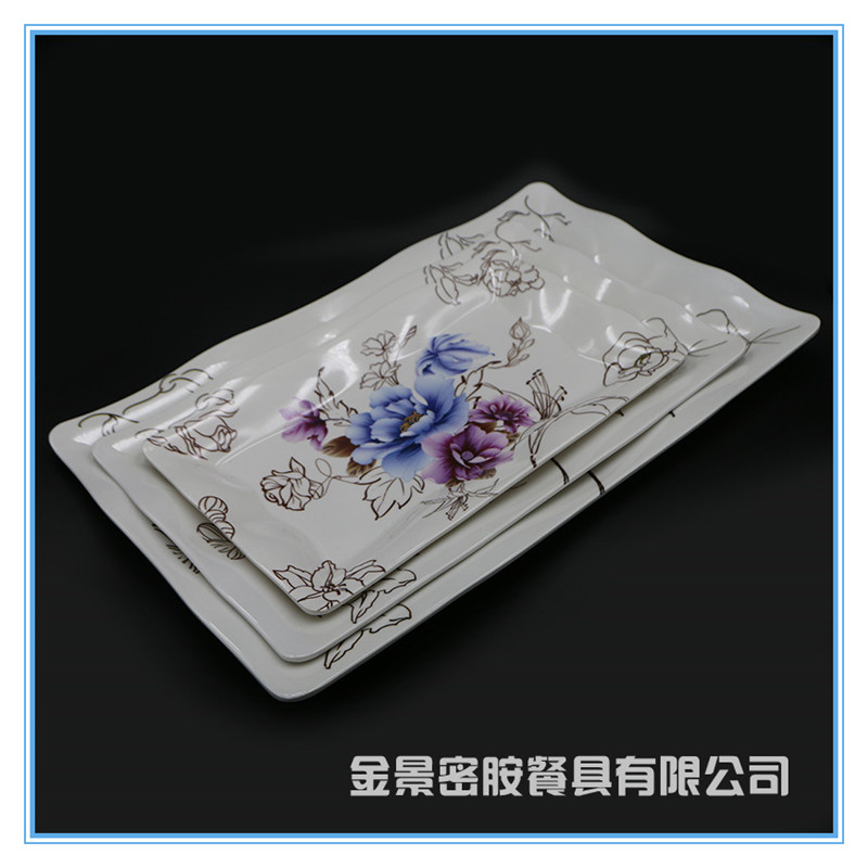 花边四方托盘密胺塑料水杯托盘水果盘KTV茶水果盘产品图