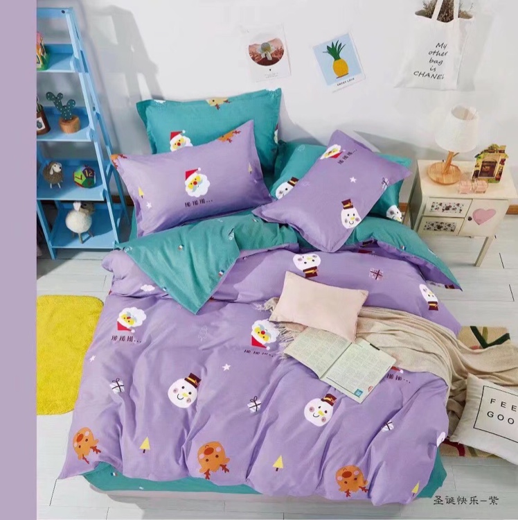 Four pieces of cartoon printed ecological cotton bedding, bed sheets and quilt covers. Four pieces of bedding, bed sheets and quilt covers Specification image