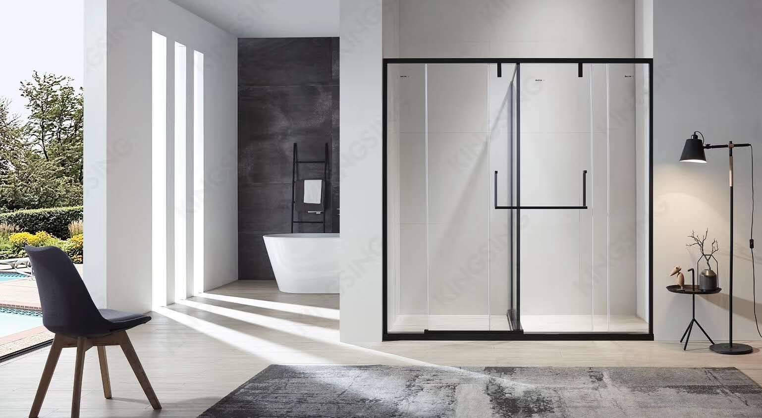 Better Super White Crystal Glass Shower Enclosure, a best-selling model of the 03 series with two uses for one door Application Scenario