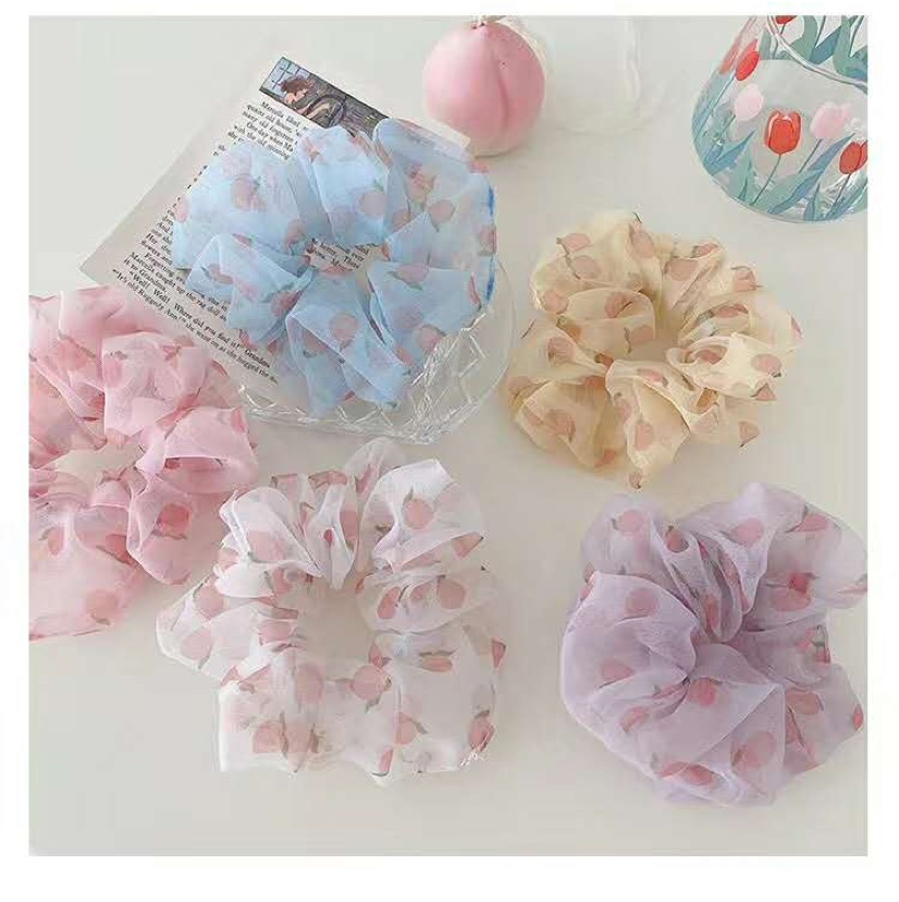 Hot style organza juicy peach large intestine hair ring