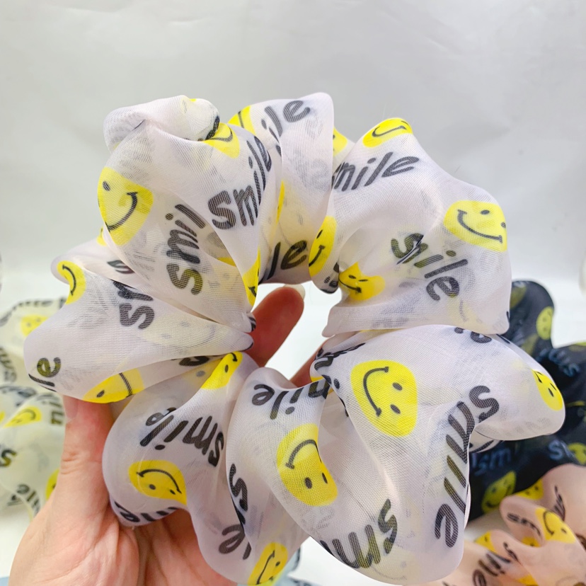 Oversized organza smiley face large intestine hair loop hair cord thumbnail