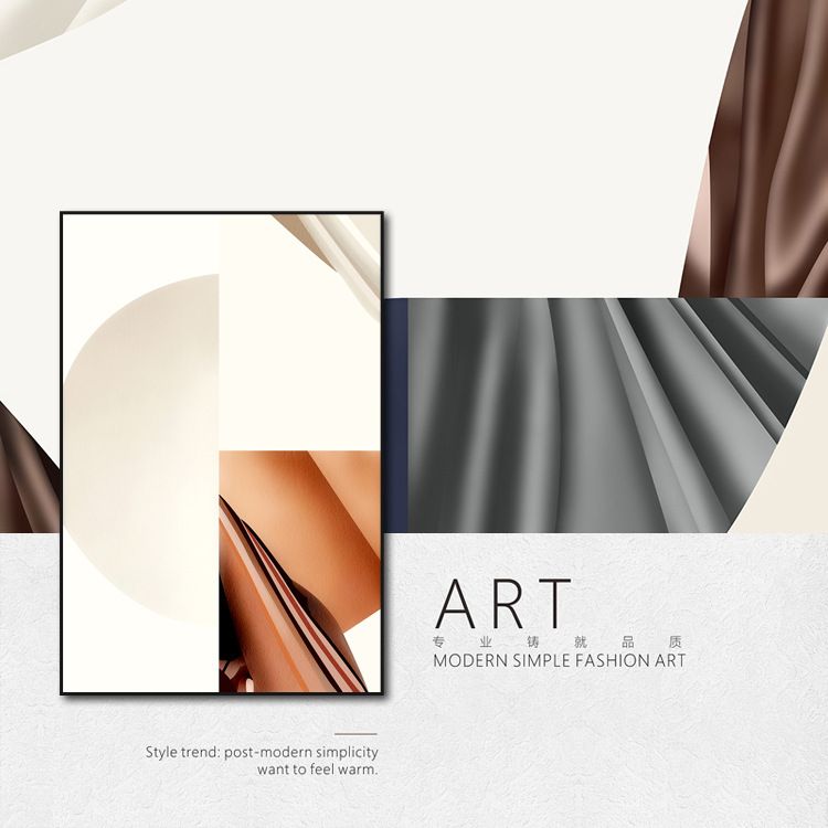 Hong Kong-style light luxury wall paintings, modern and simple living room geometric abstract decorative paintings, large-sized entrance paintings, model room murals detail image 1