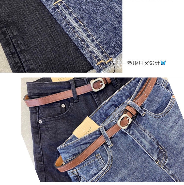 82779 Genuine 2020 Autumn/Winter New Korean Style fashionable stretch denim Cigarette tube pants Specification image