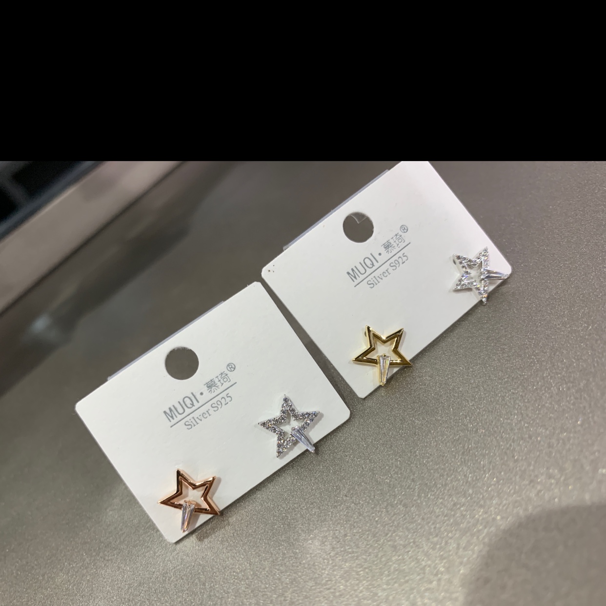 Two-color Korean-style earrings